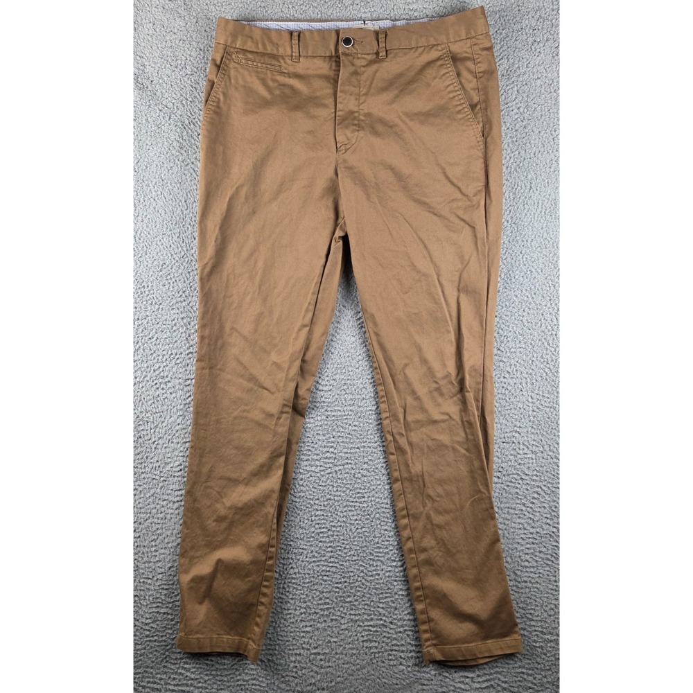 Perk Pants Mens 36x34 Brown Feel Good Slim Fit Stretch 5 Pocket Twill Chino